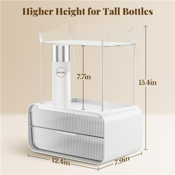 Clear Acrylic Makeup Organizer 2 Tier Vanity Drawer Skincare Storage - Picture 2 of 7